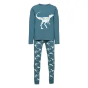 Nkmnightset Real Teal Dino Noos Pyjamas Set Blå Name It