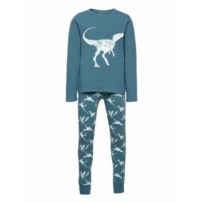 Nkmnightset Real Teal Dino Noos Pyjamas Set Blå Name It