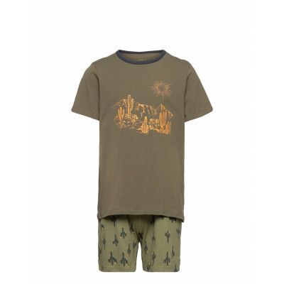 Nkmnightset Ss Shorts Desert Pyjamas Set Grön Name It