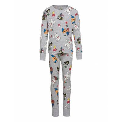 Pajama Aop Bamse Pyjamas Set Grå Lindex