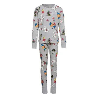 Pajama Aop Bamse Pyjamas Set Grå Lindex