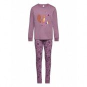 Pajama Aop Unicorn Animal Ao *Villkorat Erbjudande Pyjamas Set Lila Lindex