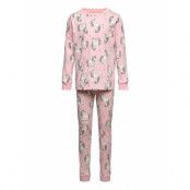Pajama Aop Unicorn Animal Ao Pyjamas Set Pink Lindex