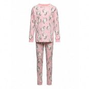 Pajama Aop Unicorn Animal Ao Pyjamas Set Rosa Lindex