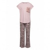 Pajama Aop Zebra Fur Pocket *Villkorat Erbjudande Pyjamas Set Rosa Lindex
