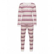 Pajama Bg Fair Isle Sibling St Pyjamas Set Rosa Lindex