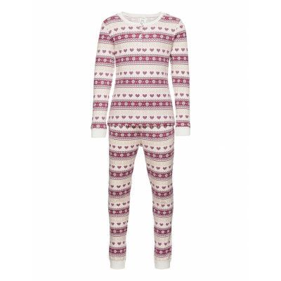 Pajama Bg Fair Isle Sibling St Pyjamas Set Rosa Lindex