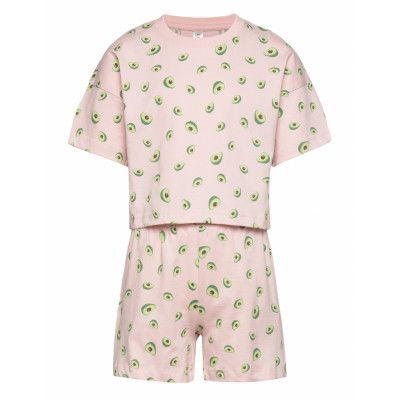 Pajama Boxy Tee Shorts Aop *Villkorat Erbjudande Pyjamas Set Rosa Lindex