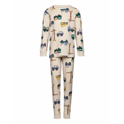 Pajama Cars Dinos Pyjamas Set Beige Lindex