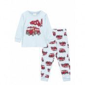 Pajama Firetrucks Aop Pyjamas Set Blå Lindex