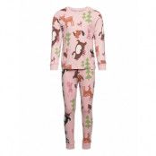 Pajama Forrest Aop Pyjamas Set Pink Lindex