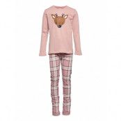 Pajama Rain Deer Check Pyjamas Set Rosa Lindex