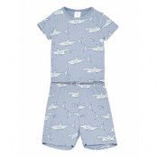 Pajama Sb Sharks Pyjamas Set Blå Lindex
