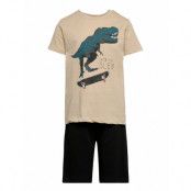 Pajama Skate Dino Pyjamas Set Beige Lindex