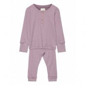 Pajama Solid Buttons Pyjamas Set Lila Lindex