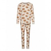 Pajama Uni Aop *Villkorat Erbjudande Pyjamas Set Beige Lindex