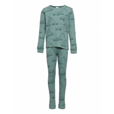 Pajama Vehicle Outline Pyjamas Set Grön Lindex