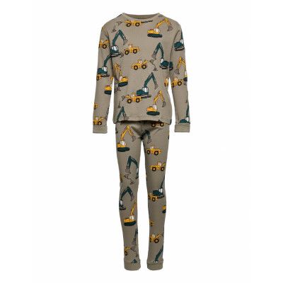 Pajama Vehicles Aop Pyjamas Set Grå Lindex