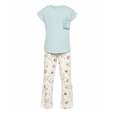 Pajama Wide Leg Fur Pocket Pyjamas Set Blå Lindex
