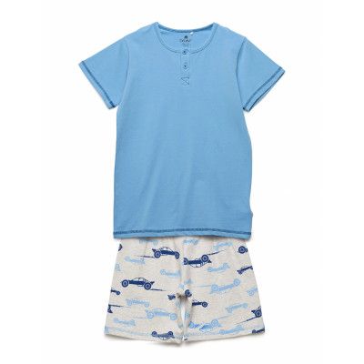 Pajamas W.Aop Shorts Pyjamas Set Blå CeLaVi