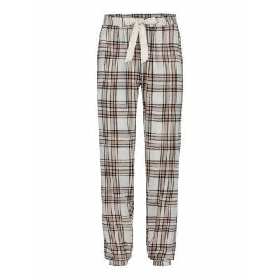 Pant Flannel Twill Check Cuff Pyjamasbyxor Mjukisbyxor Grå Hunkemöller