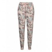 Pant Jersey Leaf Floral *Villkorat Erbjudande Pyjamasbyxor Mjukisbyxor Creme Hunkemöller