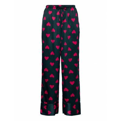 Pant Satin Hearts Pyjamasbyxor Mjukisbyxor Grön Hunkemöller