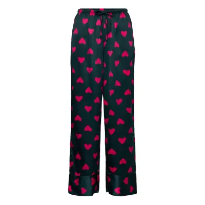Pant Satin Hearts Pyjamasbyxor Mjukisbyxor Green Hunkemöller