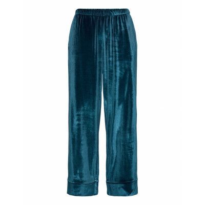 Hunkemöller Pant Shiny Velours Piping Blå