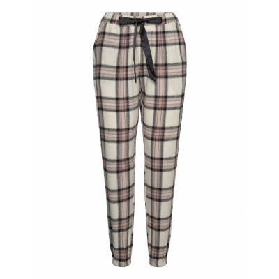 Pant Twill Shadow Check Pyjamasbyxor Mjukisbyxor Vit Hunkemöller
