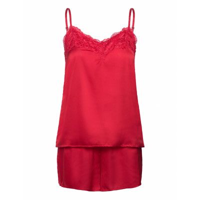Pcjulie Ss Satin Nightwear Set Ka Pyjamas Red Pieces