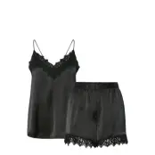 Pieces Pcjenna Xmas Satin Nightwear Set Wvn - Black - XS
