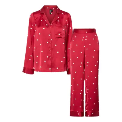 Pieces Pcjytte Xmas Satin Night Set Wvn - Red - L