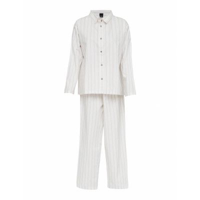 Høie Of Scandinavia Pilen Yarndyed Flannel Pyjamas Vit