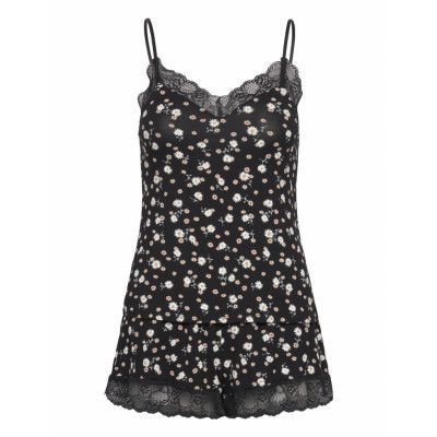 Pj Cami Short Viscose Daisy Pyjamas Svart *Villkorat Erbjudande Hunkemöller