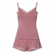 Pj Cami Short Viscose Lace Pyjamas Rosa Hunkemöller