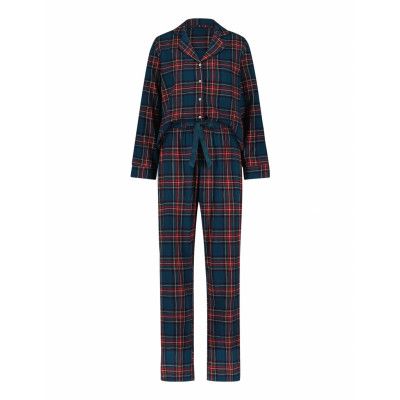 Pj Flannel Twill Check Pyjamas Navy Hunkemöller