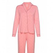 Pj Ls Jersey Piping Heart *Villkorat Erbjudande Pyjamas Rosa Hunkemöller