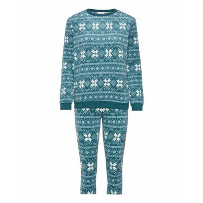 Pj Micro Fleece Fairisle Pyjamas Blå Hunkemöller