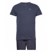 Pj Set Pants And T-Shirt Gb Pyjamas Marinblå GANT