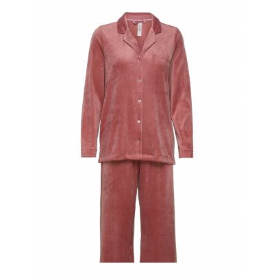 Pj Set Velour Pyjamas Rosa Lindex