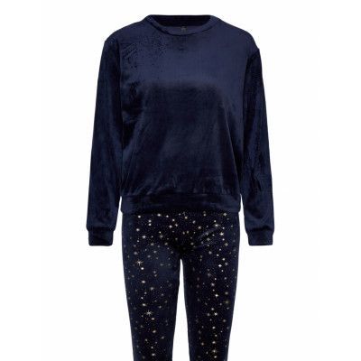 Pj Set Velours Stardust Pyjamas Navy Hunkemöller