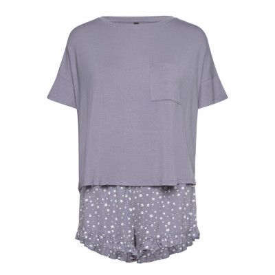 Hunkemöller Pj Short Loosefit Flowers Grå