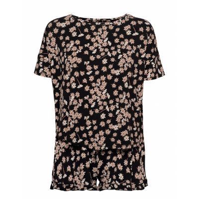 Pj Short Top Ss Loosefit Daisy Pyjamas Svart Hunkemöller