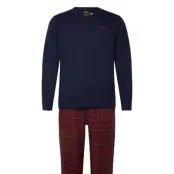 Polo Ralph Lauren Cotton Jersey & Plaid Flannel Sleep Set Marinblå