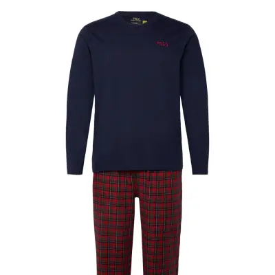 Polo Ralph Lauren Cotton Jersey & Plaid Flannel Sleep Set Marinblå