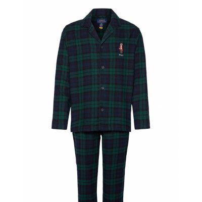 Polo Ralph Lauren Underwear Polo Bear Plaid Flannel Pajama Set Marinblå