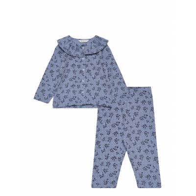 Mango Printed Cotton Pyjamas Blå