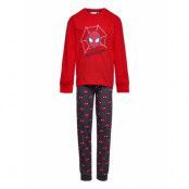 Pyjalong Imprime Pyjamas Set Röd Spider-man