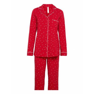 Pyjama Jersey Aop Hearts Stars Pyjamas Röd Lindex